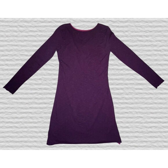 Horny Toad Organic Cotton Midi Dress Size MED Burgundy Double Layer Stretch Raw - Picture 6 of 8